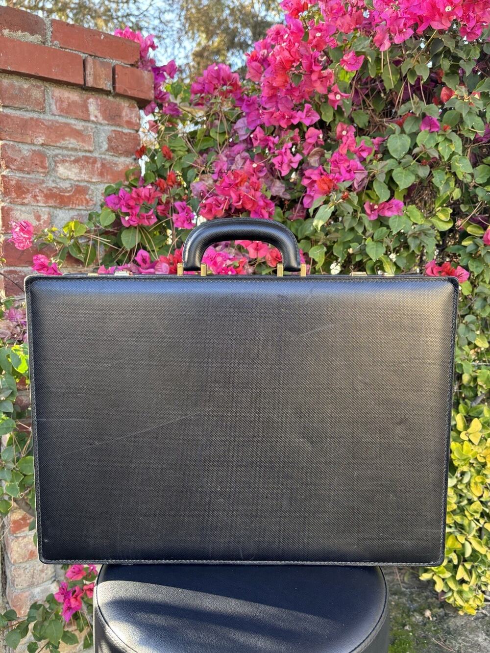 BOTTEGA VENETA Attache Case Briefcase Leather Vintage Black